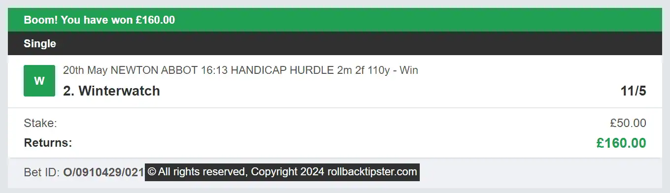 Rollback Tipster - Winner 1 - 2024-05-20