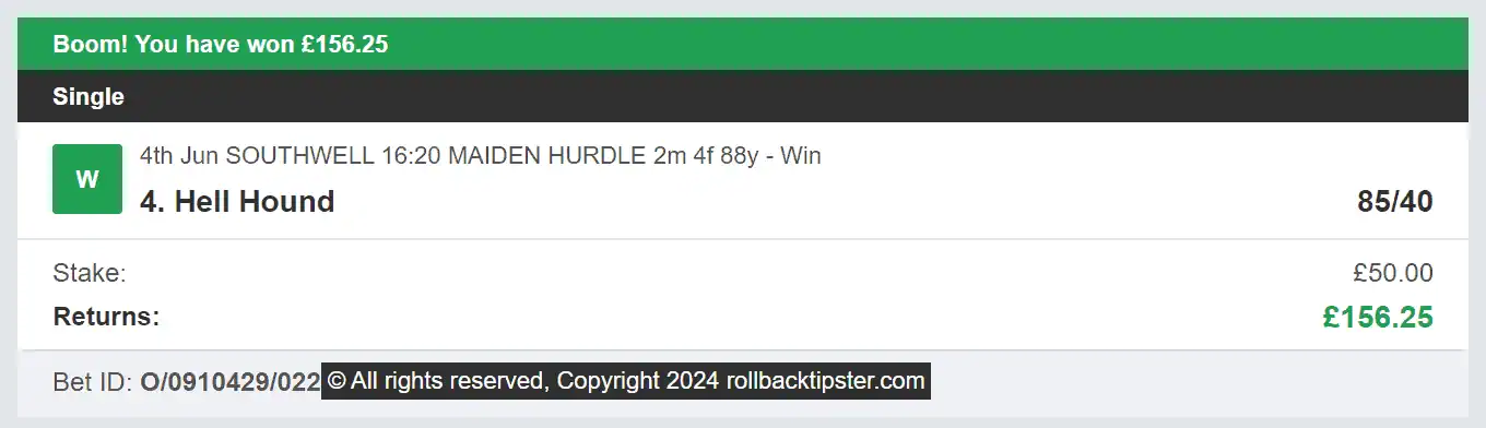 Rollback Tipster - Winner 1 - 2024-06-04