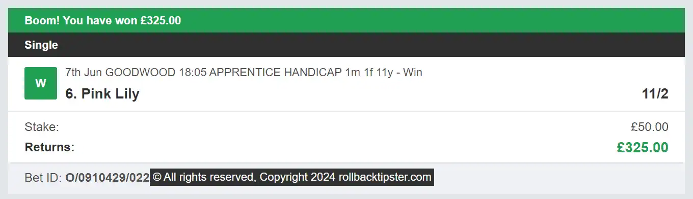 Rollback Tipster - Winner 1 - 2024-06-07