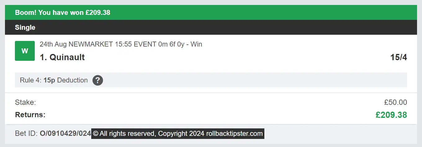 Rollback Tipster - Winner 1 - 2024-08-24