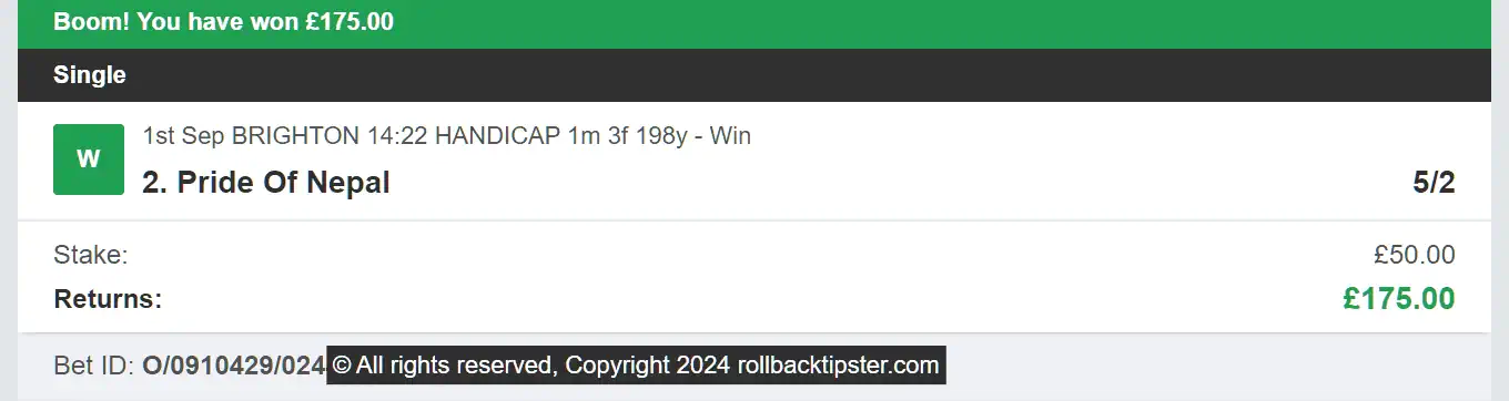 Rollback Tipster - Winner 1 - 2024-09-01