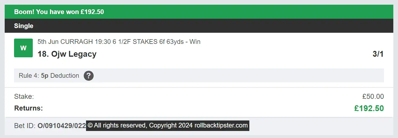 Rollback Tipster - Winner 2 - 2024-06-05
