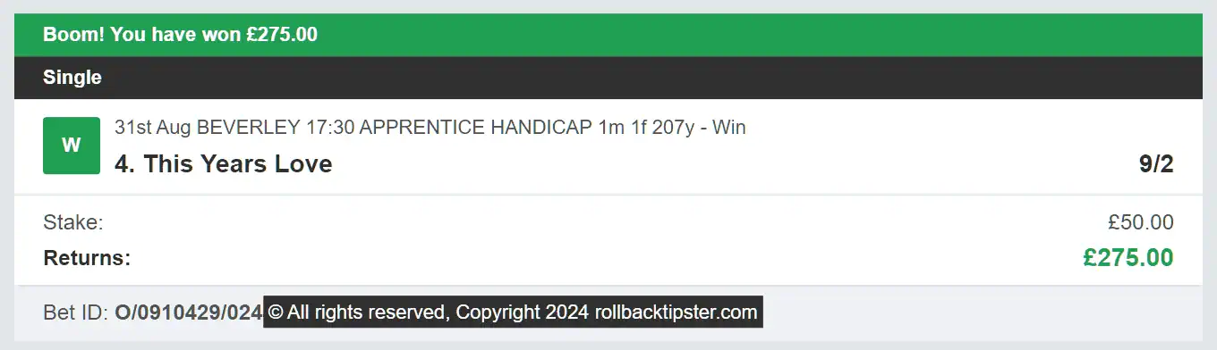 Rollback Tipster - Winner 2 - 2024-08-31