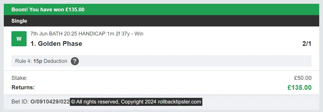 Rollback Tipster - Winner 3 - 2024-06-07